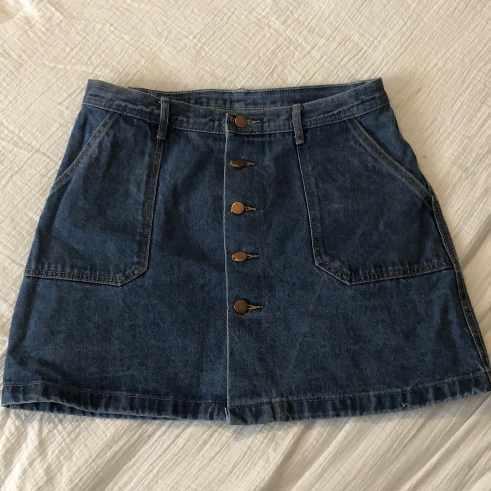 Button-Up Denim Skirt